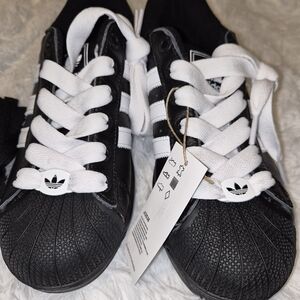 Adidas Kids Black and White Sneakers